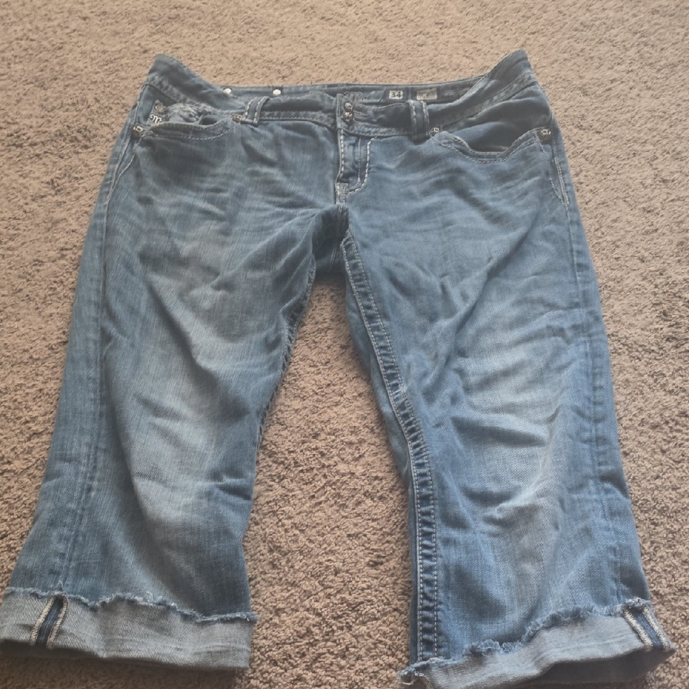 Casual Blue Cropped Jeans for Women